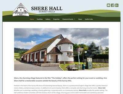 Shere Hall website